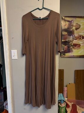 MOA USA Taupe Midi Swing Dress